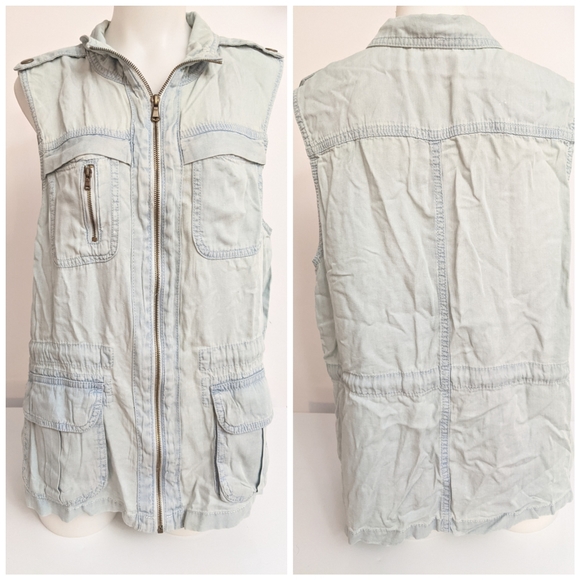💎 Liquid Jeans Blue Jacket Vest Size M - Picture 1 of 9